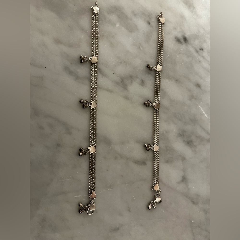 Vintage Silver Anklets With Tiny Bell Charms. 10i… - image 7